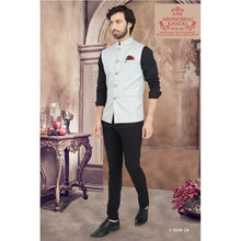 Load image into Gallery viewer, Ajay Arvindbhai Khatri Men&#39;s Italian Fabric Regular Nehru Jacket Light Grey Colour
