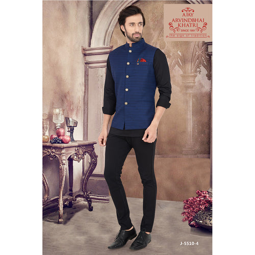 mens navy blue color nehru jacket modi jacket