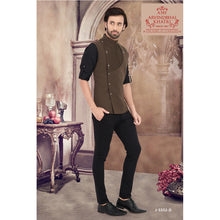 Load image into Gallery viewer, Ajay Arvindbhai Khatri Men&#39;s Italian Fabric Regular Nehru Jacket Chocolate Colour
