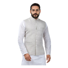 Load image into Gallery viewer, mens grey colour kurta pajama set with nehru jacket
