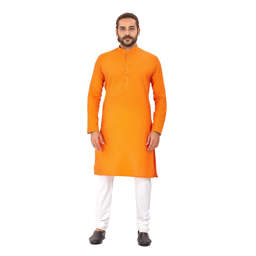 Ajay Arvindbhai KhatriMen's Pure Cotton Printed Straight fit Yellow colour Kurta