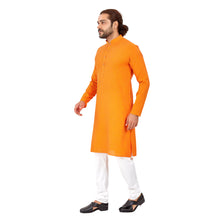 Load image into Gallery viewer, Ajay Arvindbhai KhatriMen&#39;s Pure Cotton Printed Straight fit Yellow colour Kurta
