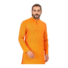 Load image into Gallery viewer, Ajay Arvindbhai KhatriMen&#39;s Pure Cotton Printed Straight fit Yellow colour Kurta
