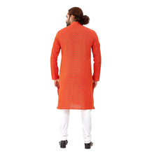 Load image into Gallery viewer, mens orange color cotton printed kurta
