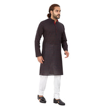 Load image into Gallery viewer, Men&#39;s Pure Cotton Chex Straight fit Black_Red colour Kurta
