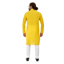 Load image into Gallery viewer, mens yellow color cotton regular kurta
