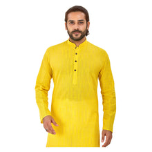 Load image into Gallery viewer, mens yellow color cotton regular kurta
