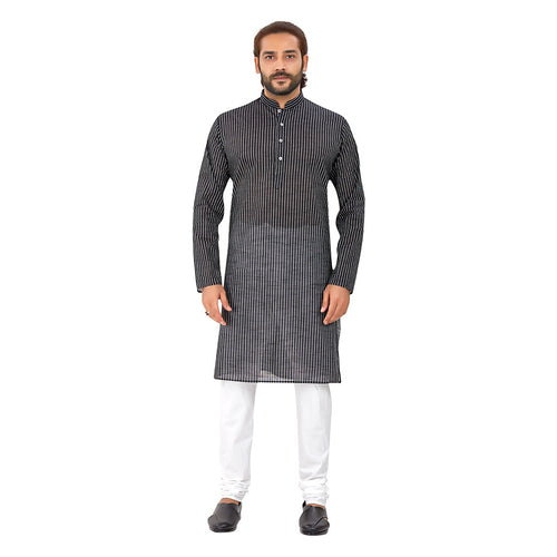 mens black color cotton regular kurta