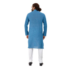 Load image into Gallery viewer, Ajay Arvindbhai Khatri Men&#39;s Pure Cotton Regular Linning Kurta Royal_Blue Colour

