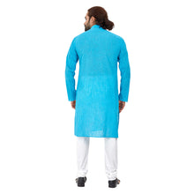 Load image into Gallery viewer, Ajay Arvindbhai Khatri Men&#39;s Pure Cotton Regular Linning Kurta Sky_Blue Colour
