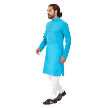 Load image into Gallery viewer, mens sky blue color cotton regular kurta
