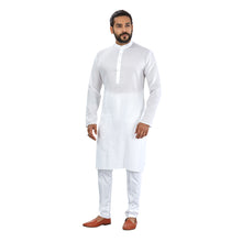 Load image into Gallery viewer, Ajay Arvindbhai Khatri Men&#39;s Pure Cotton Regular micro chex kurta White Colour
