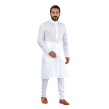 Load image into Gallery viewer, Ajay Arvindbhai Khatri Men&#39;s Pure Cotton Regular micro chex kurta White Colour
