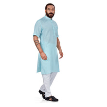 Load image into Gallery viewer, Ajay Arvindbhai Khatri Men&#39;s Half Sleeve Kurta &amp; Pyjama Set Firoji Color
