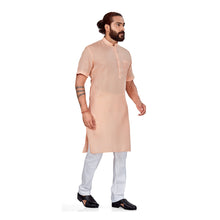 Load image into Gallery viewer, Ajay Arvindbhai Khatri Men&#39;s Half Sleeve Kurta &amp; Pyjama Set Peach Color
