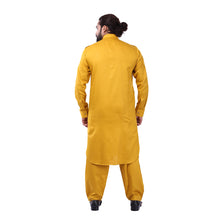 Load image into Gallery viewer, mens mustard color cotton regular pathani set
