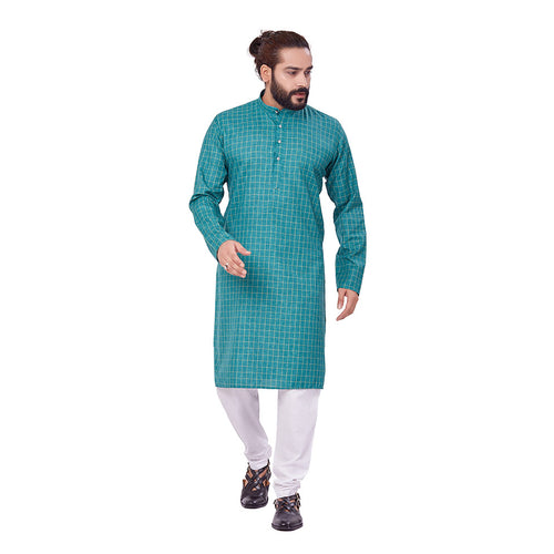 mens green color polyster cotton kurta