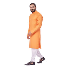 Load image into Gallery viewer, mens orange color polyster cotton kurta
