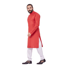 Load image into Gallery viewer, Ajay Arvindbhai Khatri Men&#39;s Polyster Cotton Straight Checkered Style Kurta Red Colour
