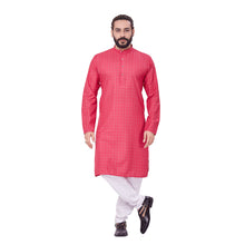 Load image into Gallery viewer, Ajay Arvindbhai Khatri Men&#39;s Polyster Cotton Straight Checkered Style Kurta Rani Colour
