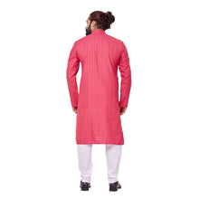 Load image into Gallery viewer, Ajay Arvindbhai Khatri Men&#39;s Polyster Cotton Straight Checkered Style Kurta Rani Colour
