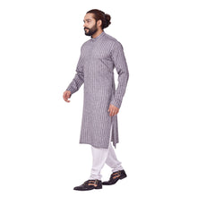 Load image into Gallery viewer, Ajay Arvindbhai Khatri Men&#39;s Cotton Straight Linning Kurta Grey Colour
