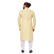 Load image into Gallery viewer, Ajay Arvindbhai Khatri Men&#39;s Cotton Straight Linning Kurta Yellow Colour
