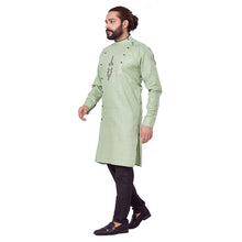 Load image into Gallery viewer, Ajay Arvindbhai Khatri Men&#39;s Pure Cotton Regular Embriodery design kurta Pista_Green Colour
