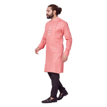Load image into Gallery viewer, mens pink color cotton embroidery kurta
