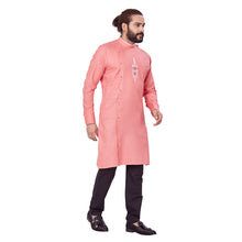 Load image into Gallery viewer, mens pink color cotton embroidery kurta
