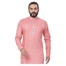 Load image into Gallery viewer, mens pink color cotton embroidery kurta
