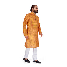Load image into Gallery viewer, Ajay Arvindbhai Khatri Men&#39;s Pure Cotton Printed Kurta Yellow Colour
