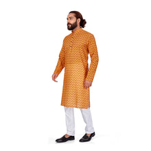 Load image into Gallery viewer, Ajay Arvindbhai Khatri Men&#39;s Pure Cotton Printed Kurta Yellow Colour
