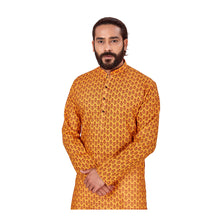 Load image into Gallery viewer, Ajay Arvindbhai Khatri Men&#39;s Pure Cotton Printed Kurta Yellow Colour
