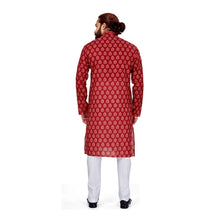 Load image into Gallery viewer, mens maroon color cotton printed kurta
