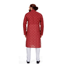 Load image into Gallery viewer, Ajay Arvindbhai Khatri Men&#39;s Pure Cotton Printed Kurta Maroon Colour
