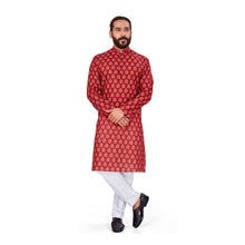 Load image into Gallery viewer, Ajay Arvindbhai Khatri Men&#39;s Pure Cotton Printed Kurta Maroon Colour
