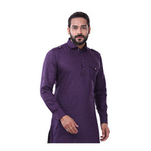 Load image into Gallery viewer, Ajay Arvindbhai Khatri Men&#39;s Pure Cotton Regular Pathani Suit Set PURPLE Colour

