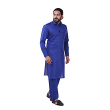 Load image into Gallery viewer, Ajay Arvindbhai Khatri Men&#39;s Pure Cotton Regular Pathani Suit Set ROYAL BLUE Colour
