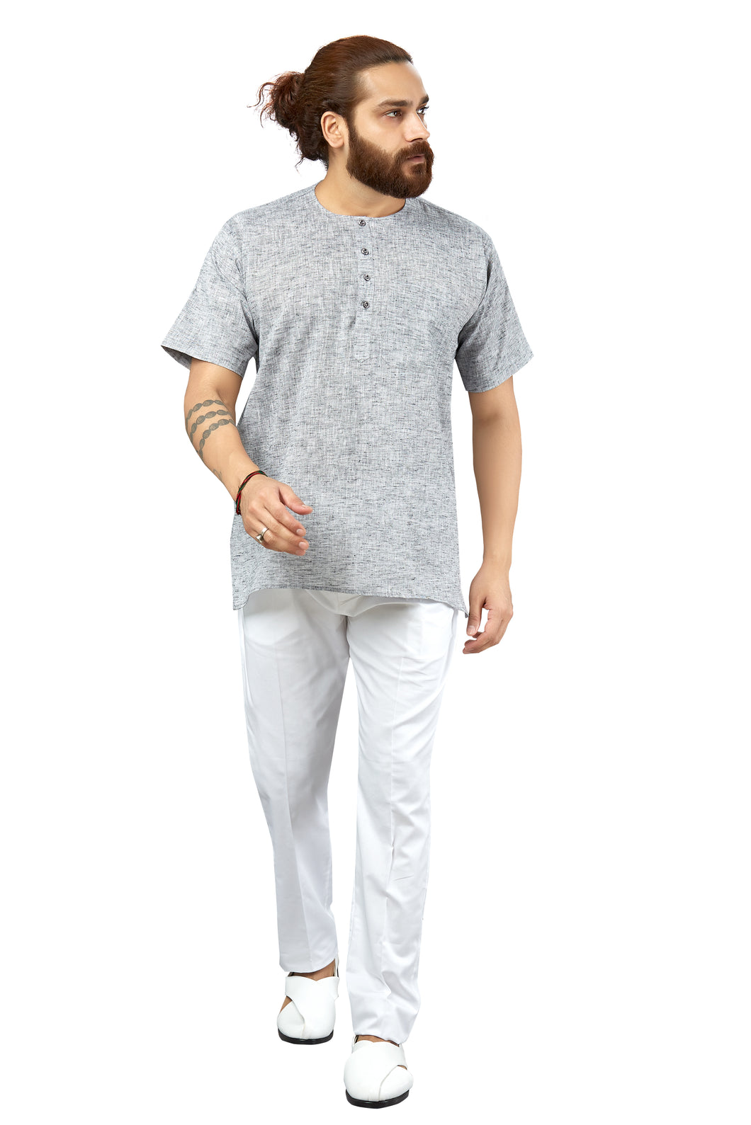 Ajay Arvindbhai Khatri Men's Pure Cotton round neck pehran Grey