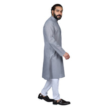 Load image into Gallery viewer, Ajay Arvindbhai Khatri Men&#39;s Pure Cotton Regular Handloom Kurta Grey Colour
