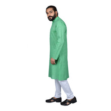 Load image into Gallery viewer, Ajay Arvindbhai Khatri Men&#39;s Pure Cotton Straight HandloomLight Green Colour Kurta
