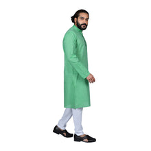 Load image into Gallery viewer, Ajay Arvindbhai Khatri Men&#39;s Pure Cotton Straight HandloomLight Green Colour Kurta
