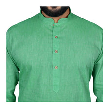 Load image into Gallery viewer, Ajay Arvindbhai Khatri Men&#39;s Pure Cotton Straight HandloomLight Green Colour Kurta
