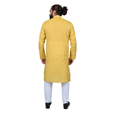 Load image into Gallery viewer, Ajay Arvindbhai Khatri Men&#39;s Pure Cotton Straight HandloomMustard Colour Kurta
