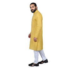 Load image into Gallery viewer, Ajay Arvindbhai Khatri Men&#39;s Pure Cotton Straight HandloomMustard Colour Kurta
