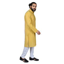 Load image into Gallery viewer, Ajay Arvindbhai Khatri Men&#39;s Pure Cotton Straight HandloomMustard Colour Kurta
