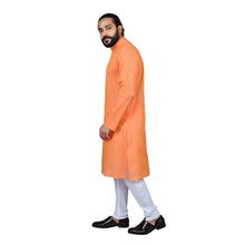 Load image into Gallery viewer, Ajay Arvindbhai Khatri Men&#39;s Pure Cotton Straight HandloomOrange Colour Kurta
