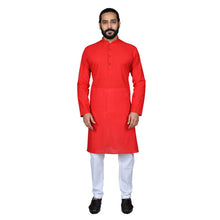Load image into Gallery viewer, Ajay Arvindbhai Khatri Men&#39;s Pure Cotton Straight HandloomRed Colour Kurta
