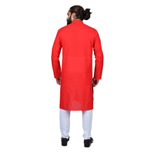 Load image into Gallery viewer, Ajay Arvindbhai Khatri Men&#39;s Pure Cotton Straight HandloomRed Colour Kurta
